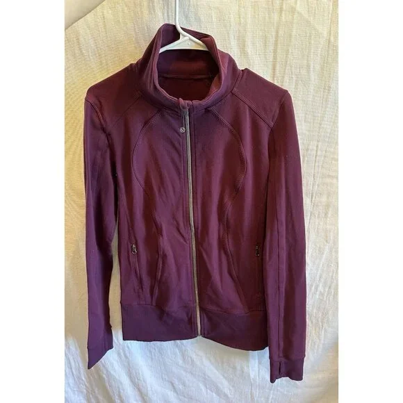 Lululemon Nice Asana Jacket Plum Maroon Purple Size 10 Full Zip - Picture 9 of 9